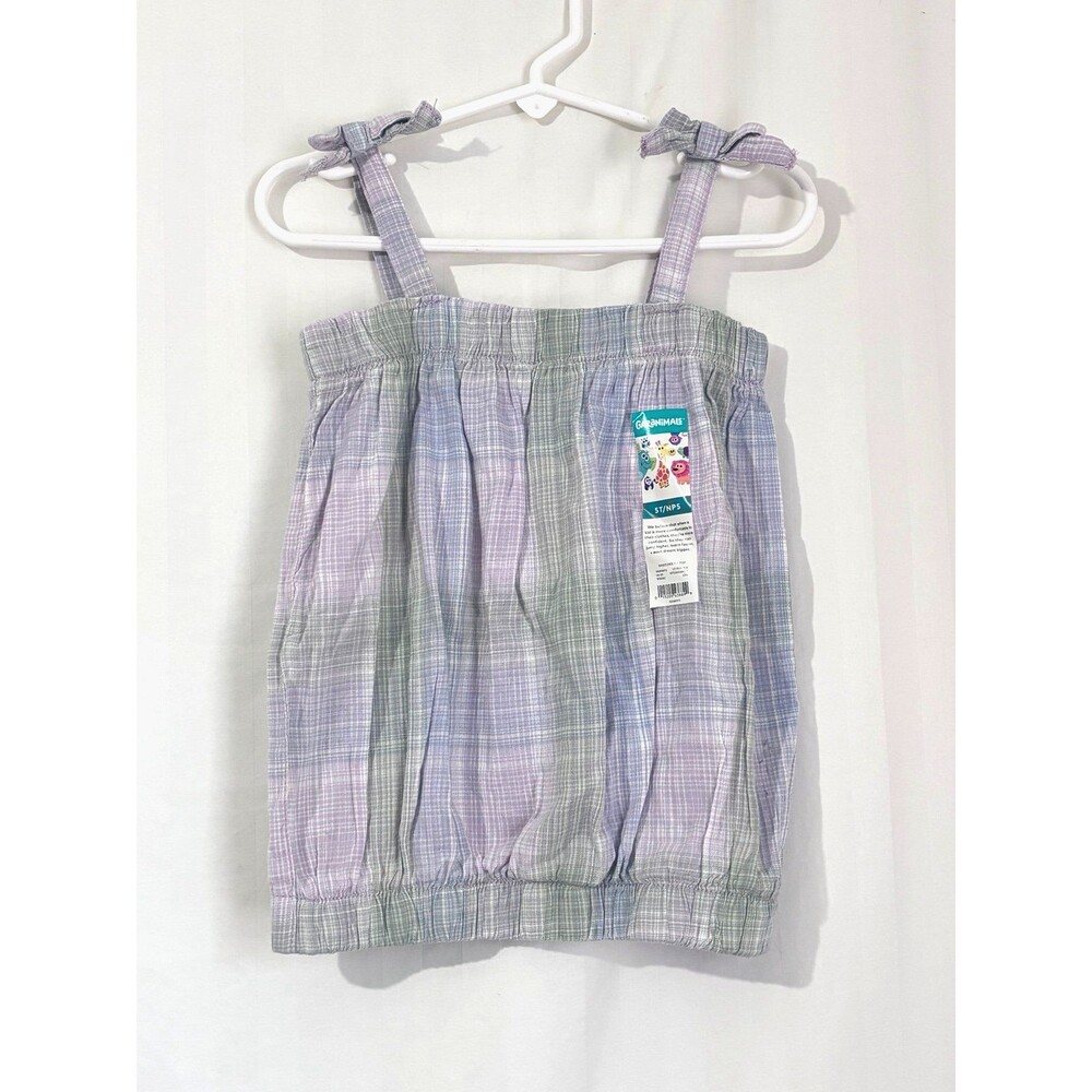 Garanimals Toddler Girls Purple Plaid Shoulder Tie Smocked Shirt 5T NWT